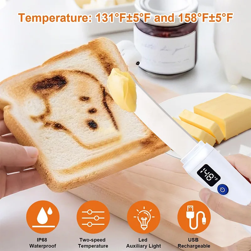 Heated Butter Knife Heater Stainless Steel Rechargeable Butter Spread Bread Toast Cream Western Cheese Knife