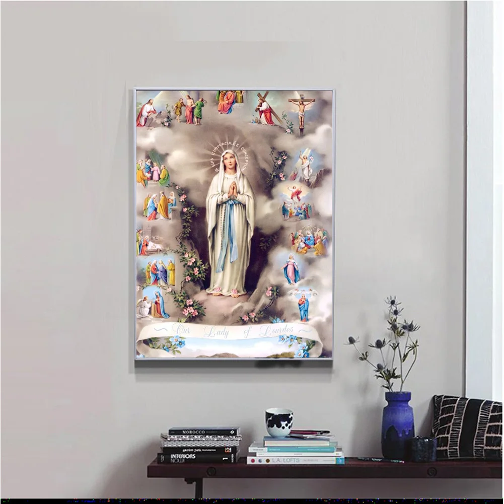 Diy 5d Diamond Painting Virgin Mary Round Diamond Mosaic Home Decoration Embroidery Pattern Embroidery Handmade New Year Gift