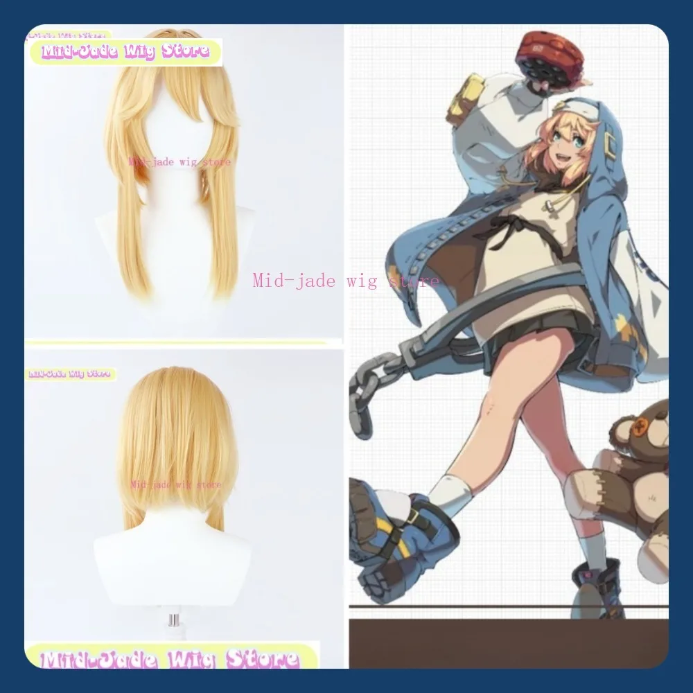 Peruka Mid-jade Wig Store Guilty Gear Bridget Cosplay Anime Gra Role Playing Halloween Party Kostium Rekwizyty Syntetyczne Włosy