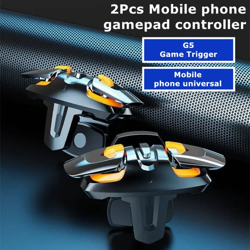 

G5 Mobile Phone Four Fingers Gamepad Joystick Controller L1R1 Aim Shooting Alloy Key Button for IPhone Android PUBG Game Trigger