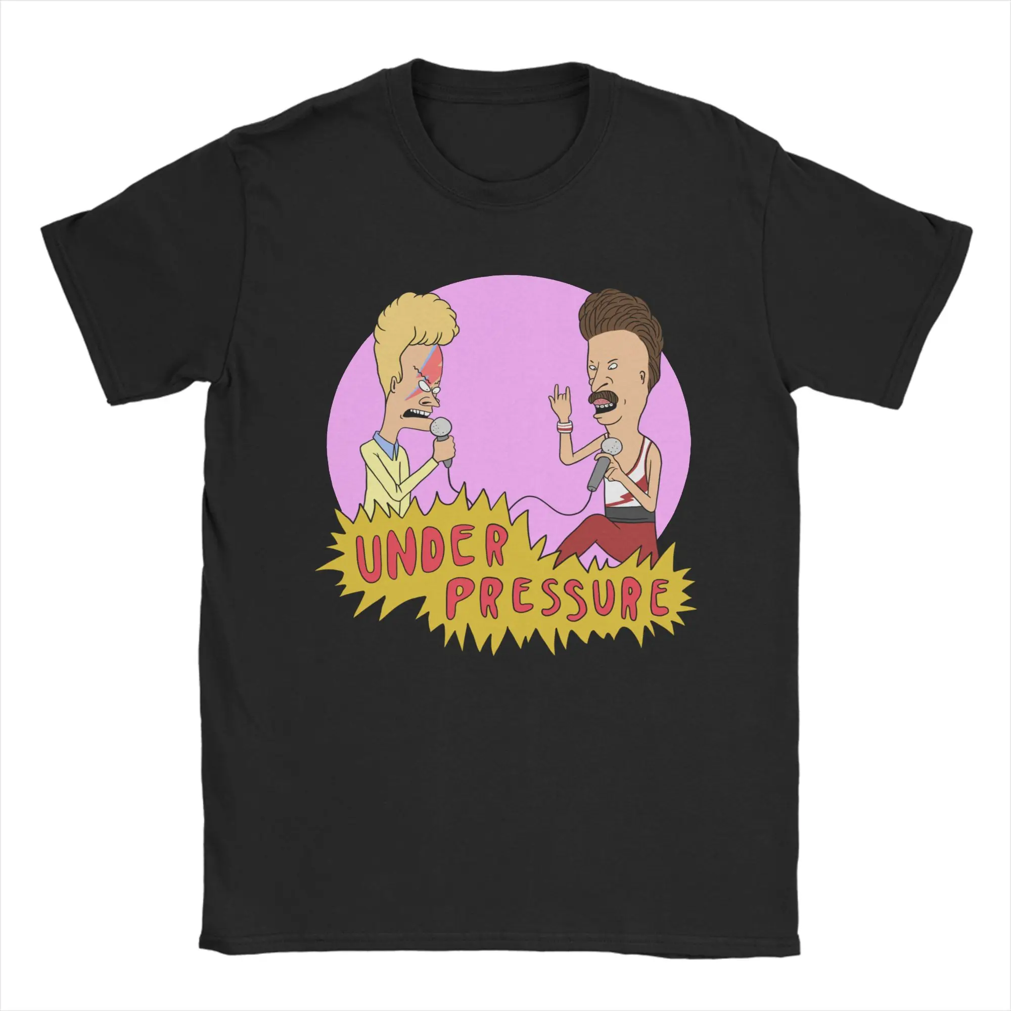 Under Pressure T-Shirts Men Women Beavis and Butthead 90s BB Funny 100% Cotton Tees Round Neck Short Sleeve T Shirt Printed Tops