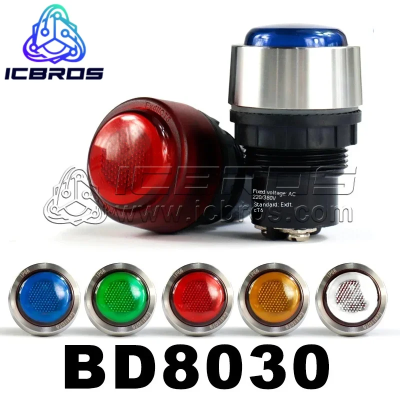 BD8030 power indicator light signal light explosion-proof indicator light hole 30MM indicator light 220V