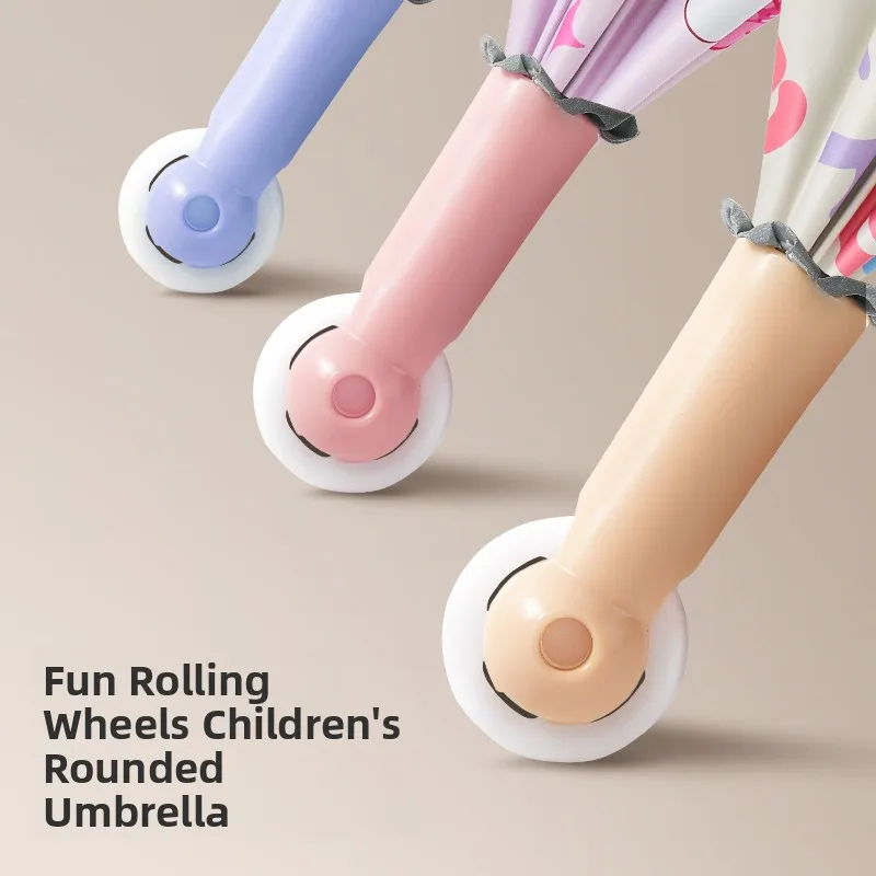 

Children's Umbrella School Specialty Roll Wheel Umbrella for Boys And Girls Kindergarten Baby Friend New 2025 Model Long Handle