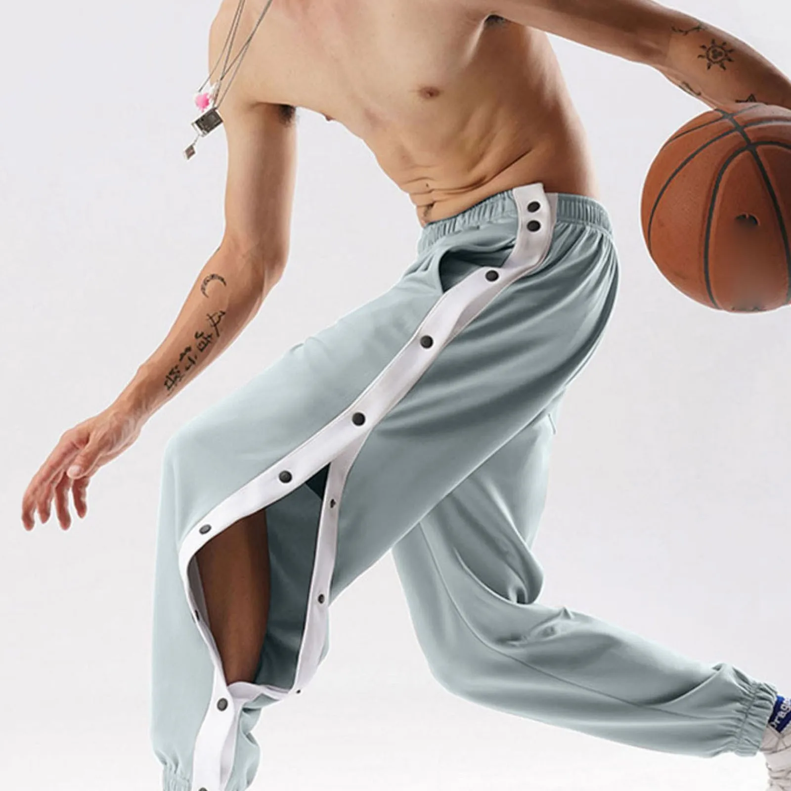 Net Red 2023 Hot Sale Men's Tear Away Pants Basketball Casual Training Warm Up Loose Open Leg Sweatpants With Pockets In Stock