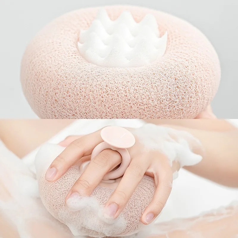 1pc New pink Sponge Bath Ball Shower Rub Wash Body Pot Sponge Scrubber Massage Brush Bath Durable Health Bath Shower Accessories