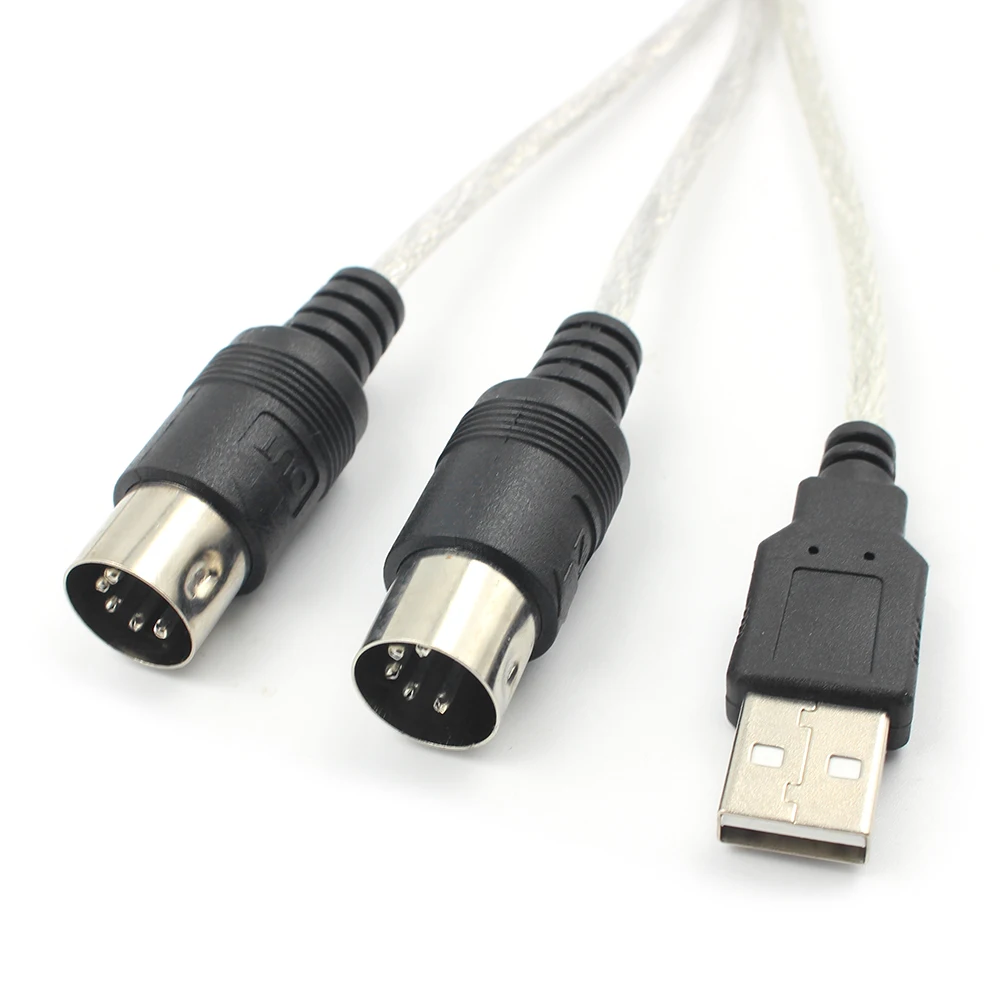مجموعة كابل محول USB IN-OUT MIDI سلك محول خفيف الوزن محمول من الكمبيوتر إلى عناصر الموسيقى للوحة المفاتيح الإلكترونية