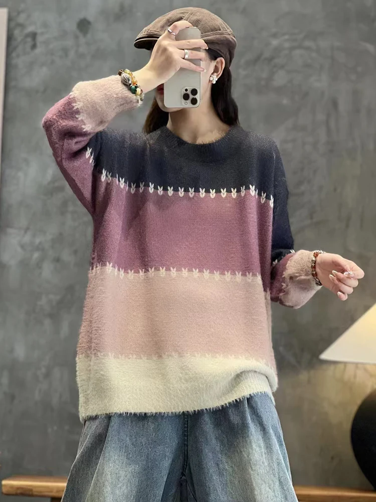 Max LuLu 2024 Ladies Fall Loose Printed Fashion Sweater Womens Casual Warm Knitted Jumpers Classic Luxury O Neck Cotton Pullover