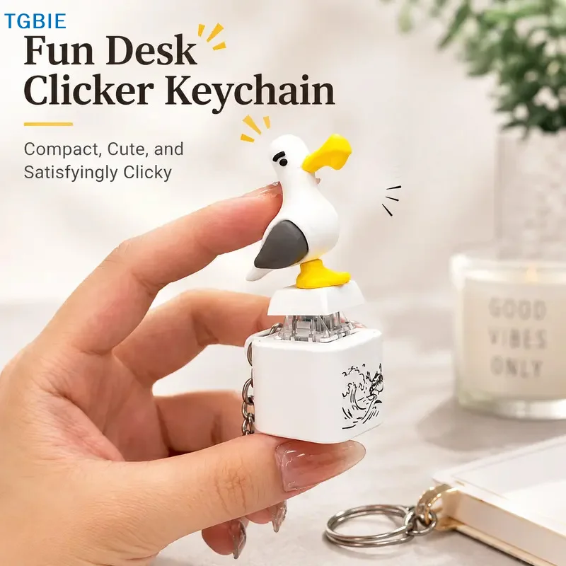 [TL]Seagull Keychain Button with Sound LED Rechargeable Keyboard Clicker Fidget Toys Stress Relief Animal Keycaps Funny Gift