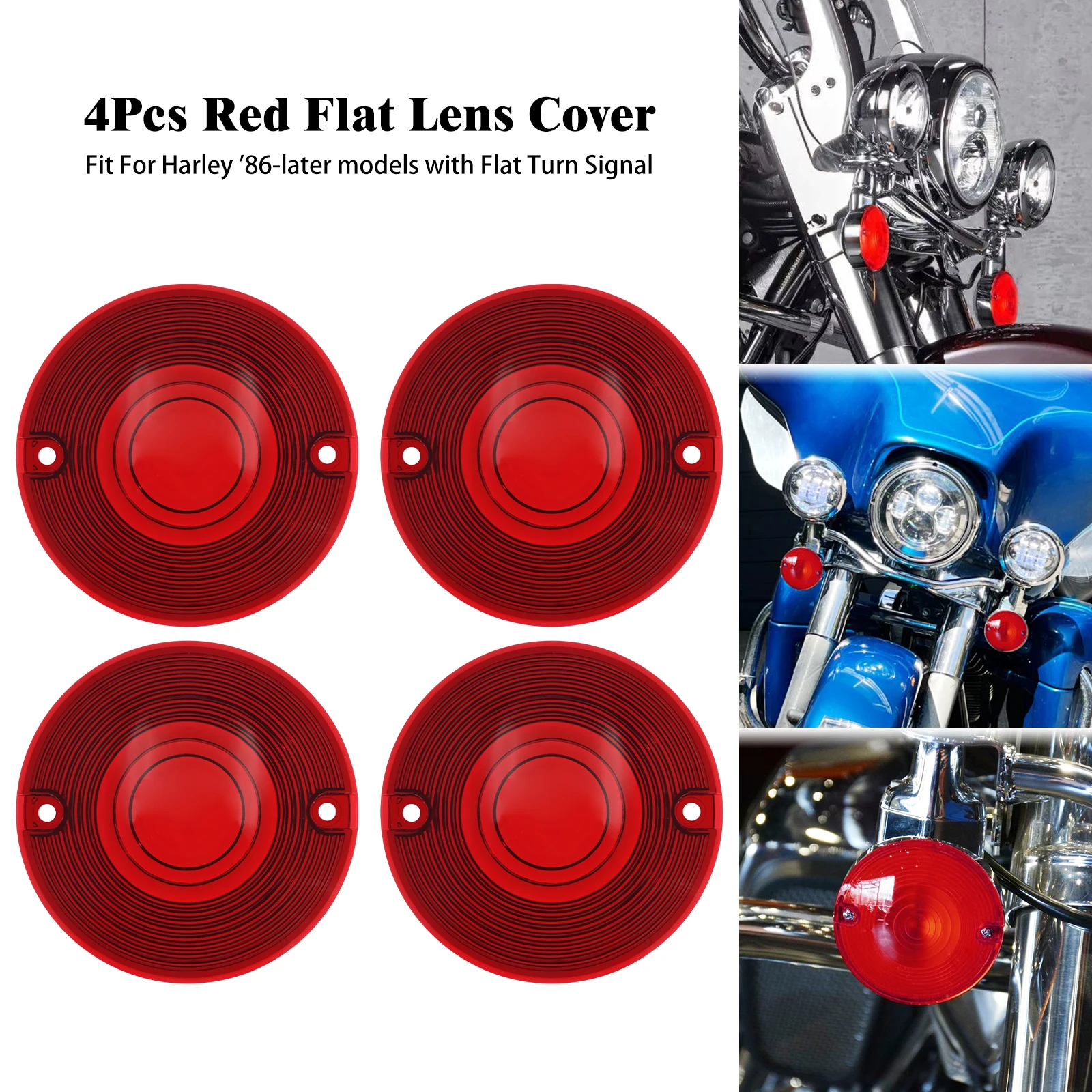 

4pcs Motorcycle Turn Signal Light Lens Cover For Harley Touring Road King Electra Glide Street Glide Softail Heritage 1986-2023