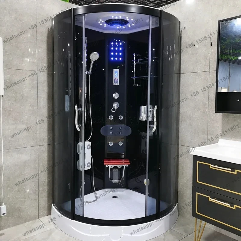 

Doccia integrata, bagno integrato, stanza in vetro temperato mobile a forma di ventaglio ad arco domestico