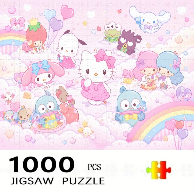 Adult Jigsaw Puzzle 1000 Pieces Puzzle Sanrio Characters Cloud Party Paper Puzzle Decorative Painting Exercise Brain Thinking