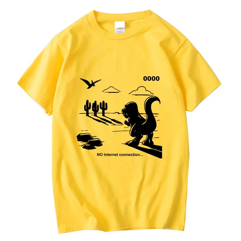 XINYI Men's Cotton T-shirt Casual Funny Dinosaur Print Customizable Hand-Painted Unique Design Clothing