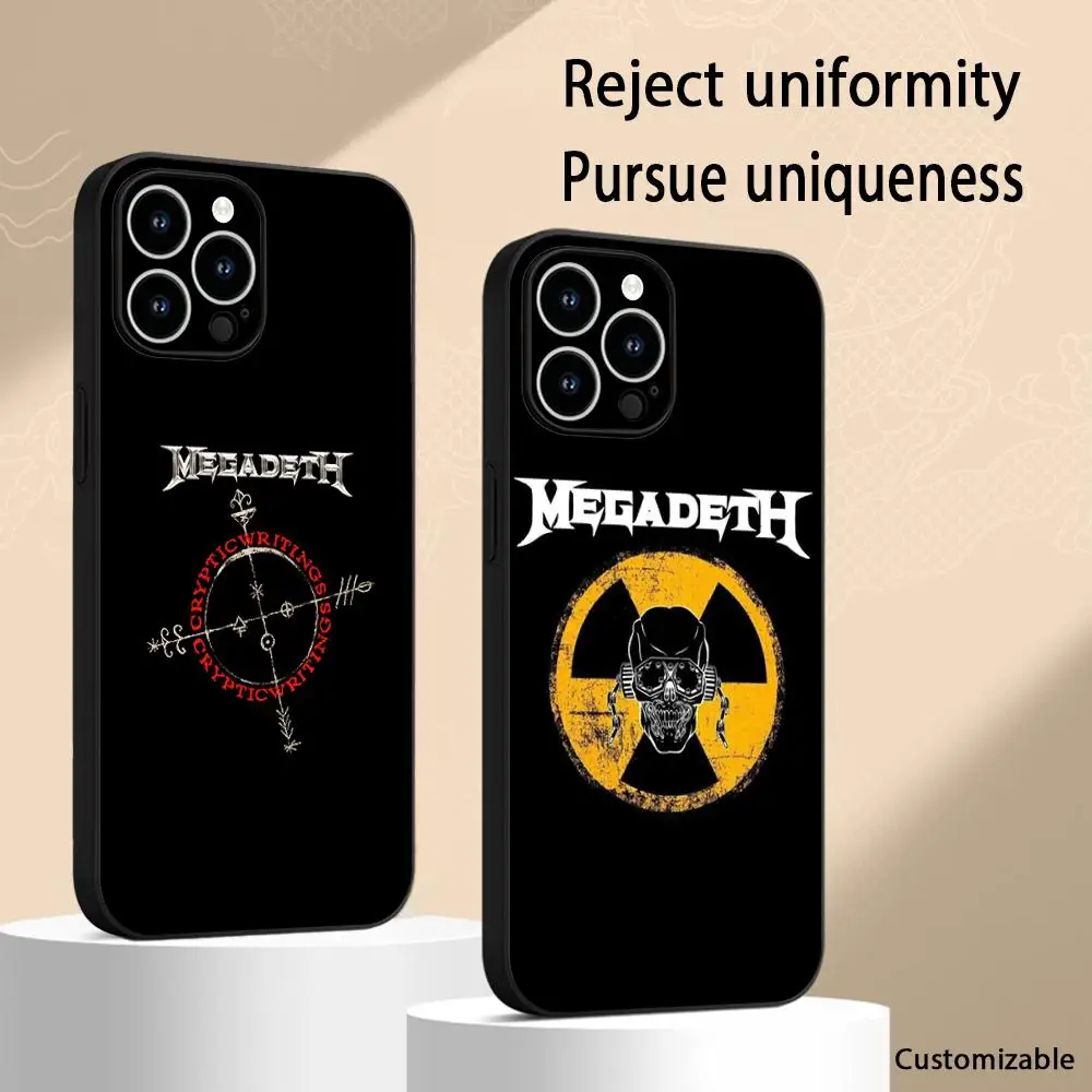 Чехол для телефона Mega-deths с крутым логотипом для iPhone 16, 16e, 15, 14, 13, 12, 11 Plus Mini Pro Max, мягкий черный противоударный чехол