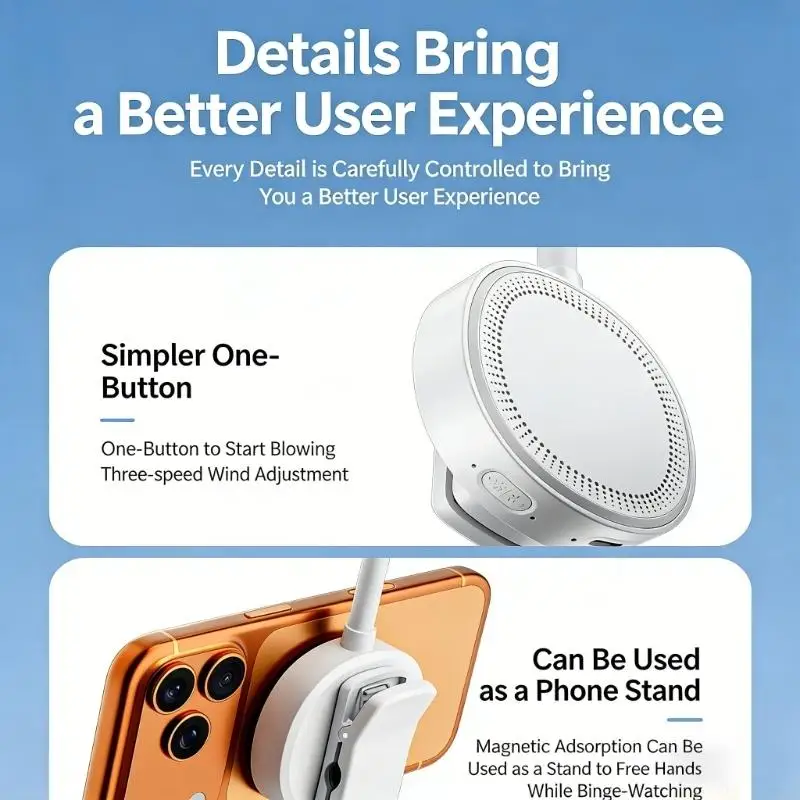 

D0AB Advanced whirling Phone Cooling System With 1800mAh Power Cell And Stable Attachment Mechanism