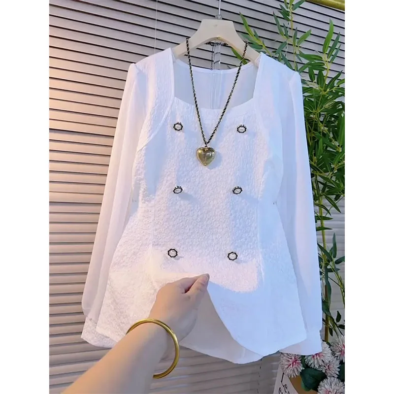 

Plus-Size Women's Spring Summer 2025 New Top Women Slim Temperament Covers Their Stomachs The Age Reduced Shirt Women Beautiful