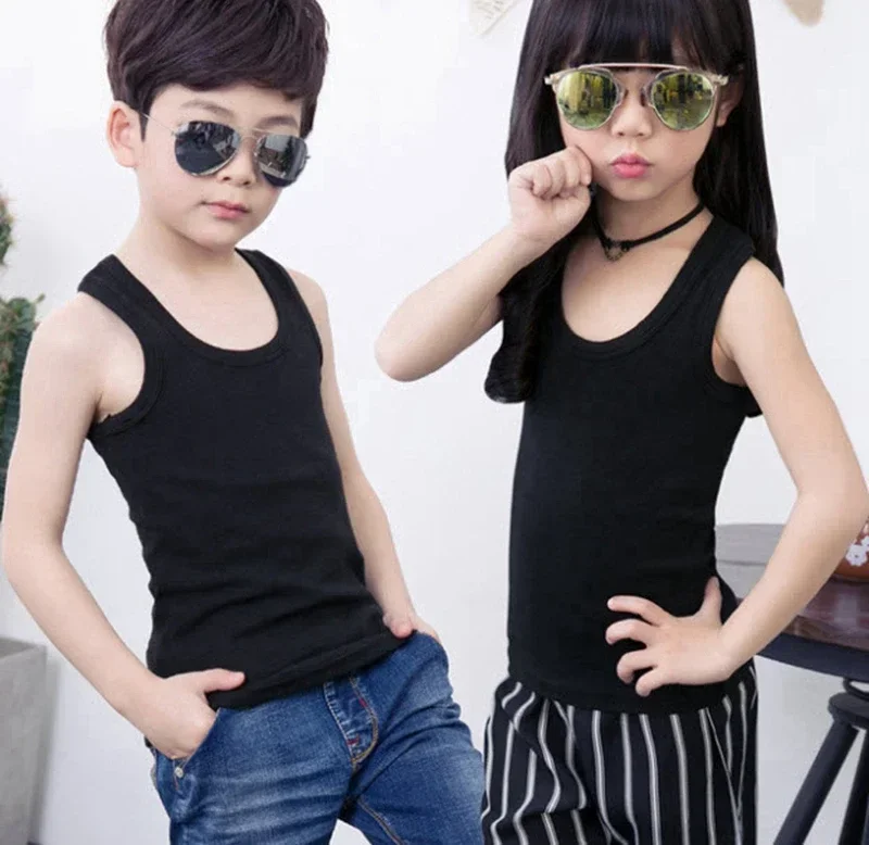 

Girls Boys Cotton Tanks Tops Kids Underwear Baby Boys Summer Vest Girls Camisole Children Undershirt Sleeveless For 2-13Y GE12