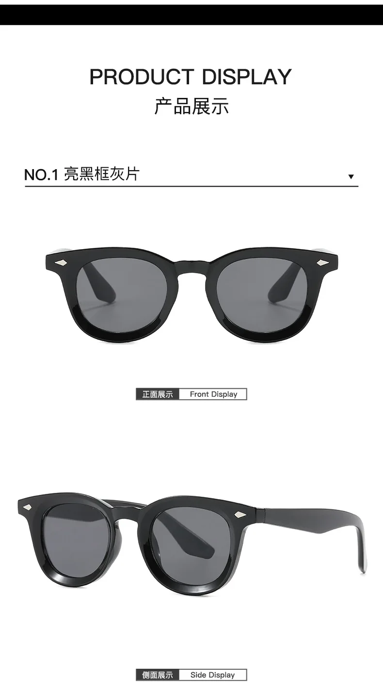 Retro Runde Männer Sonnenbrille Mode Klare Ozean Objektiv Shades UV400 Frauen Trend Nieten Gläser – Detail 7
