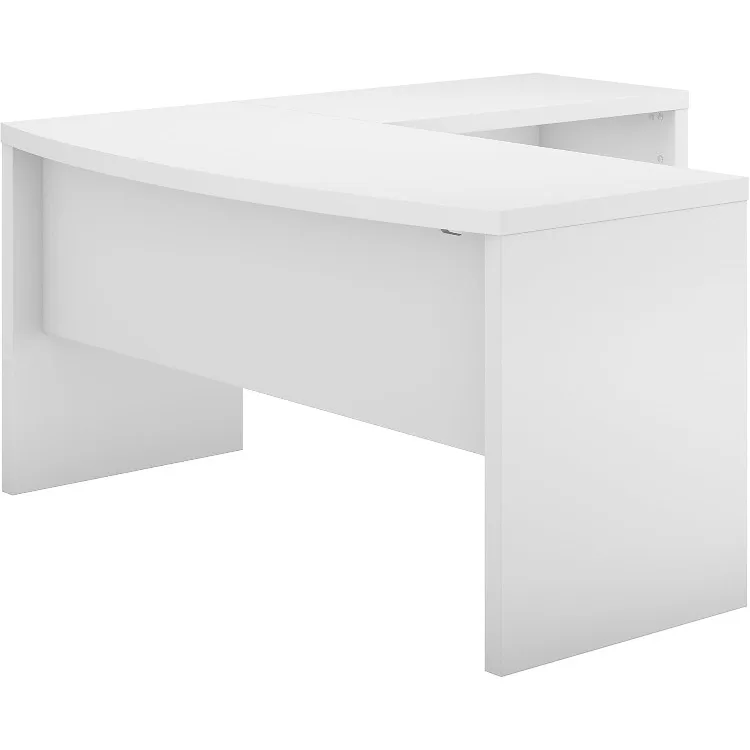 Echo L Shaped Bow Front Desk in Pure White