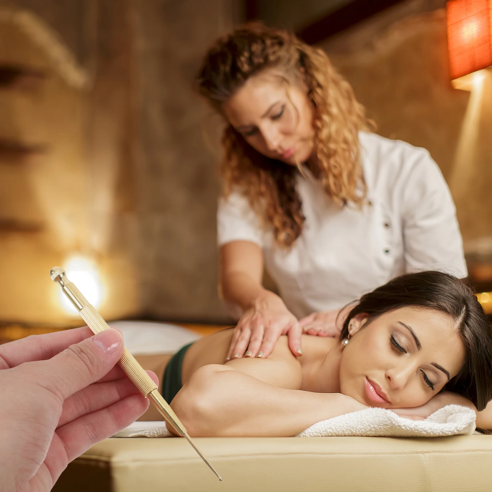 

Brass Massage Pen Acupressure Tool Muscle Roller Physiotherapy Deep Tissue Dual Head Portable Body Relax Stick Facial Massager