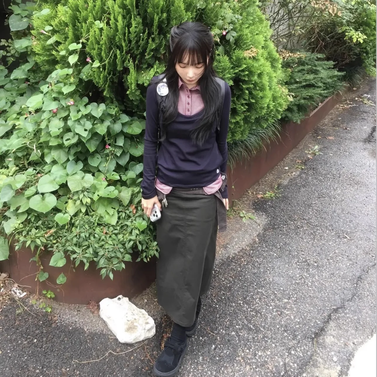 Coyseio Vintage Color Blo Long Slim Fit f Skirt with Waist Seal And Split High Waist Casual Sle for Ladies