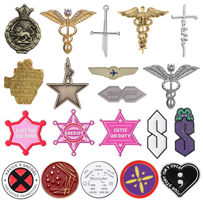 Medicine Symbol Enamel Pins Caduceus Snakes Project Semicolon Streak Plate Method Petri Dish Brooches Lapel Badge Jewelry Gifts