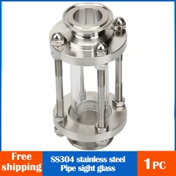 SS304 Stainless Steel Endoscope 1.5“ Tri Clamp Explosion-proof glass Sight Glass19mm 32mm 38mm 25mm Ferrule 50.5mm Homebrew Beer