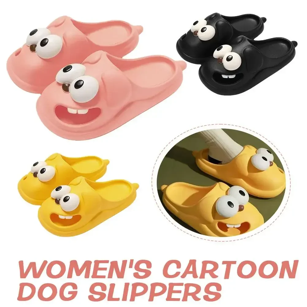 Funny Cartoon Dog Slippers Women Summer 2024 New Hollow Out Thick Sole Anti-slip PVC Slippers Shoes for Women Zapatos De Mujer