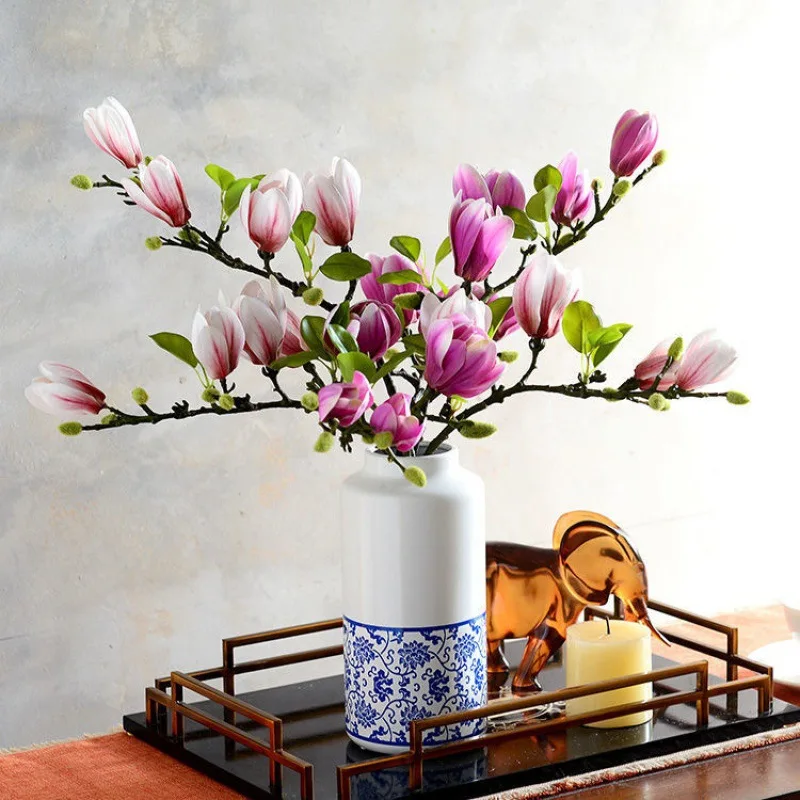 68CM 3D Artificial Magnolia Home Living Room Dining Table Decoration Floral Art Chinese Silk Flower Ornaments