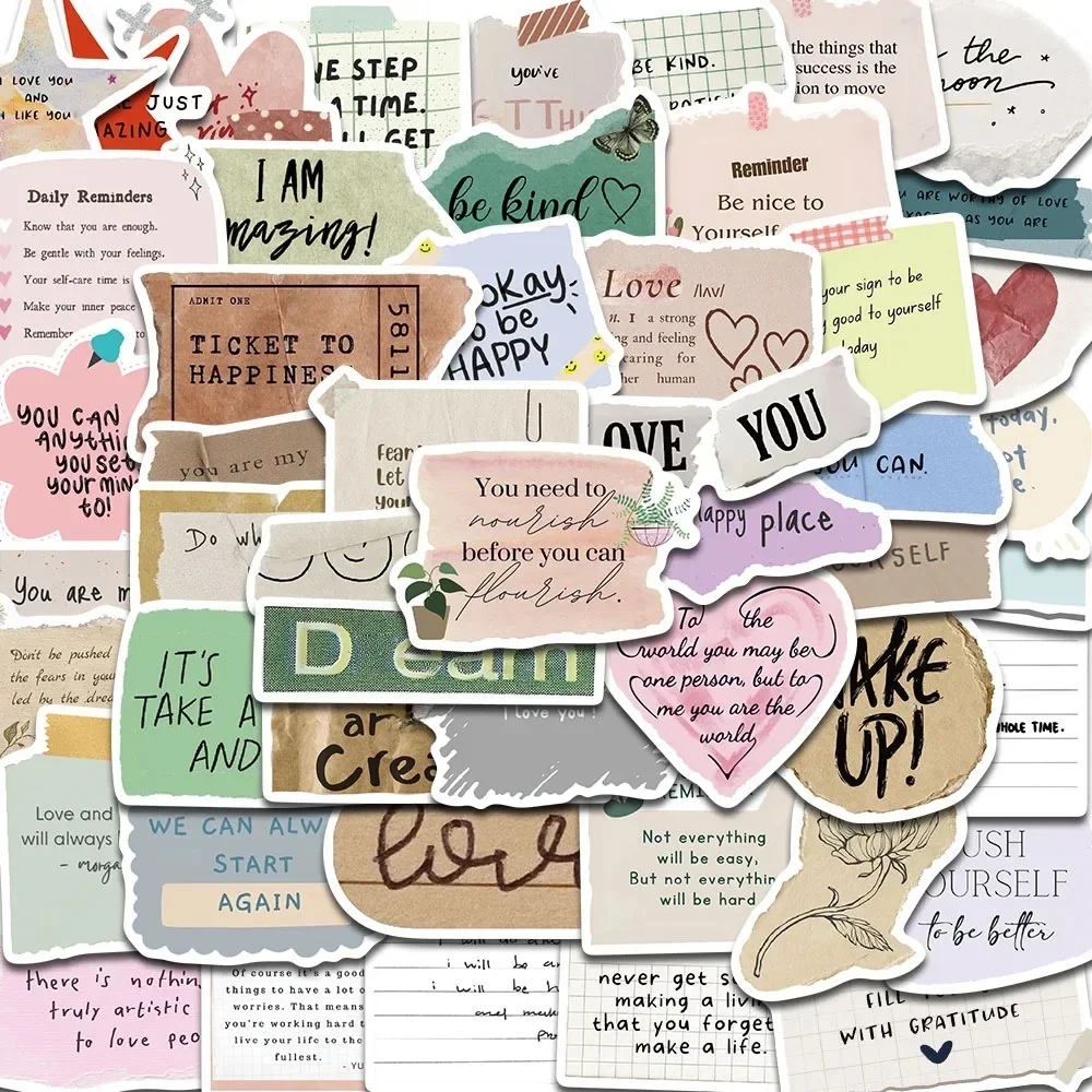 50PCS Fragmented text Retro Doodle Stickers Nostalgia Laptop Luggage Cartoon Cool Skateboard Graffiti Art Picture Phone Stickers