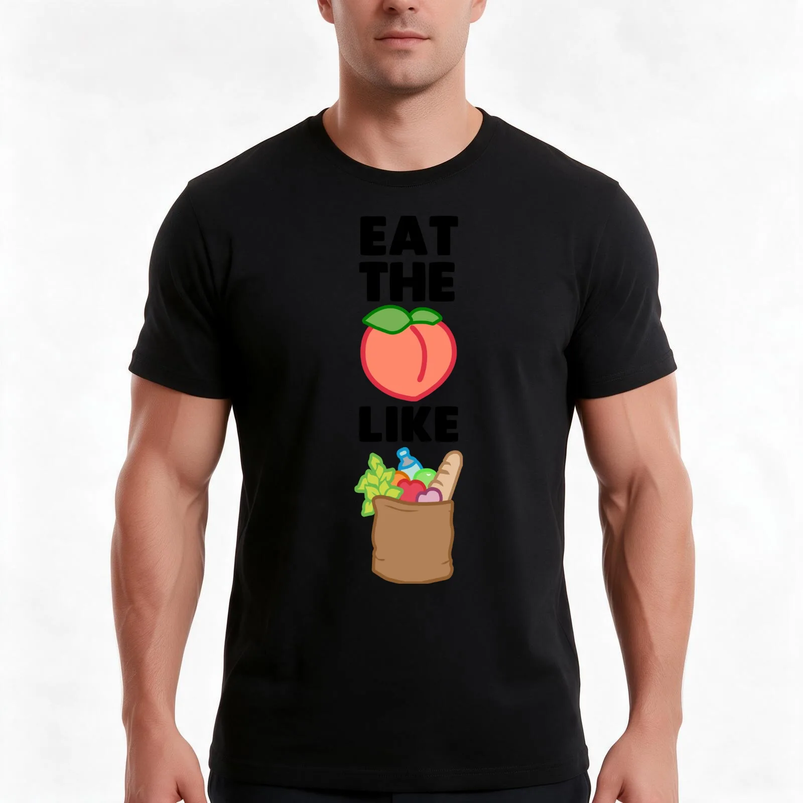 Eat the Booty Like Groceries T-Shirt Summer Casual Cotton Tee Oversized Streetwear Tops Vintage Graphic Print 100% Cotton
