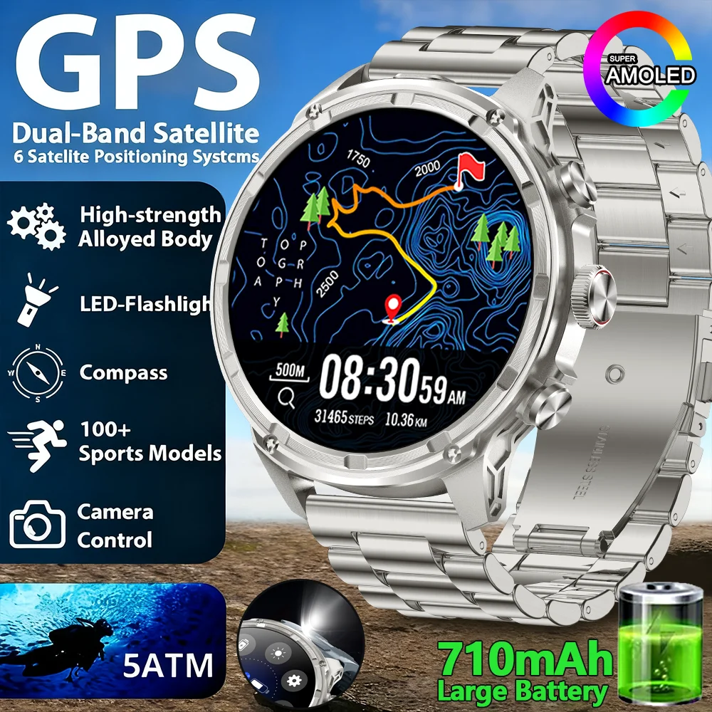 

New from DAORKOW 2025 1.85inch Ultra HD Military Outdoor Watch Bluetooth Call 710Mah Large Battery Men Sports Fitness smartwatch