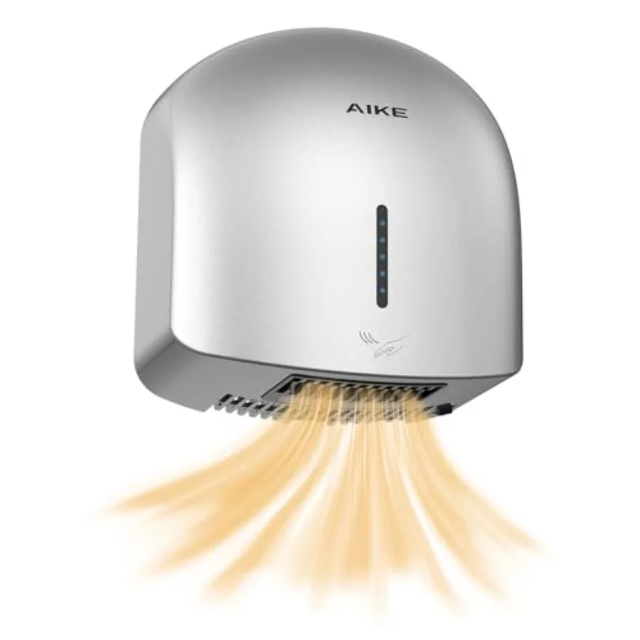 

AIKE GentleAir Warm Hand DryerLow Noise Perfect for Home Bathrooms Silver Cover AC110V-130V Model AK2637