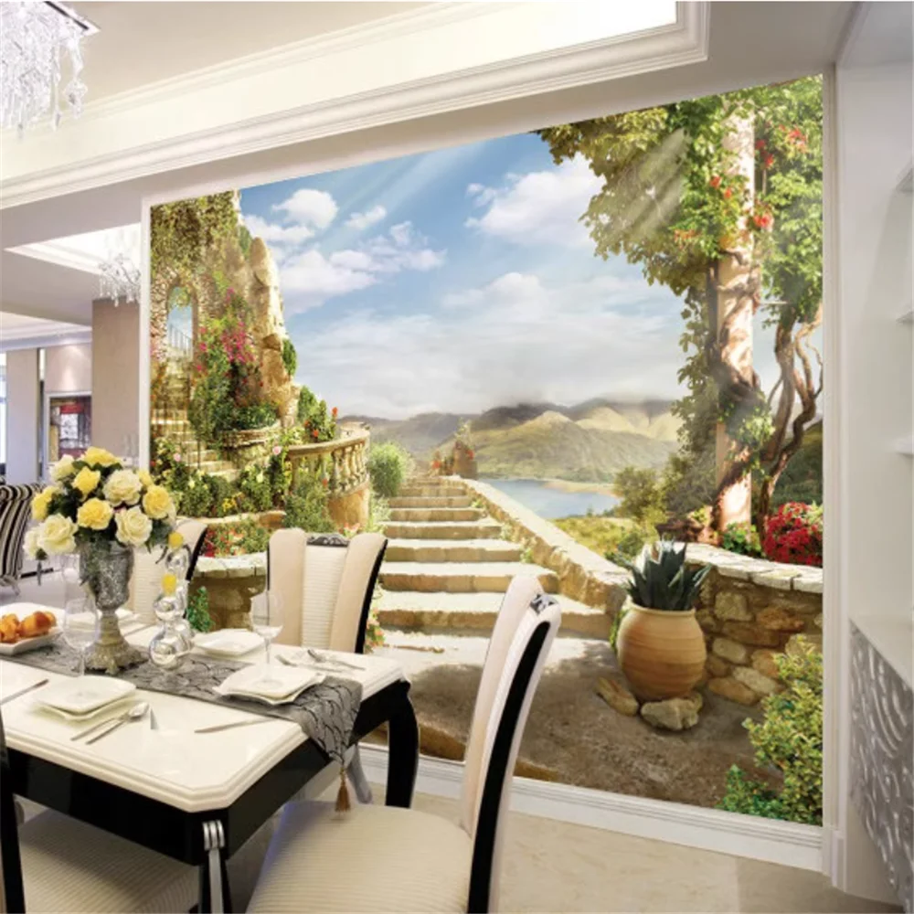 custom Mediterranean landscape wallpaper Continental architecture bedroom mural street wall paper for living room wall painting
