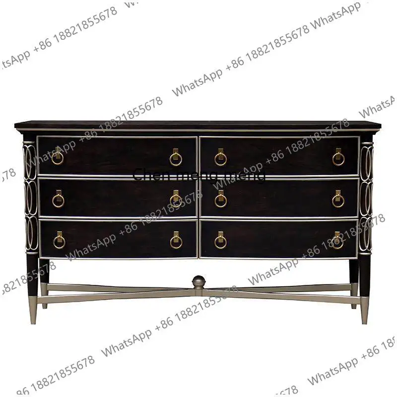 American light luxury dark coffee dressing cabinet high-end French living room storage decorative side cabinet