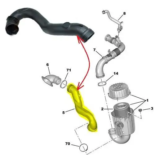 AIR FILTER FEEDER PIPE BOXER-JUMPER-DUCATO FOR 2.0HDİ-2.2HDİ EURO6 1612688780-1612688780