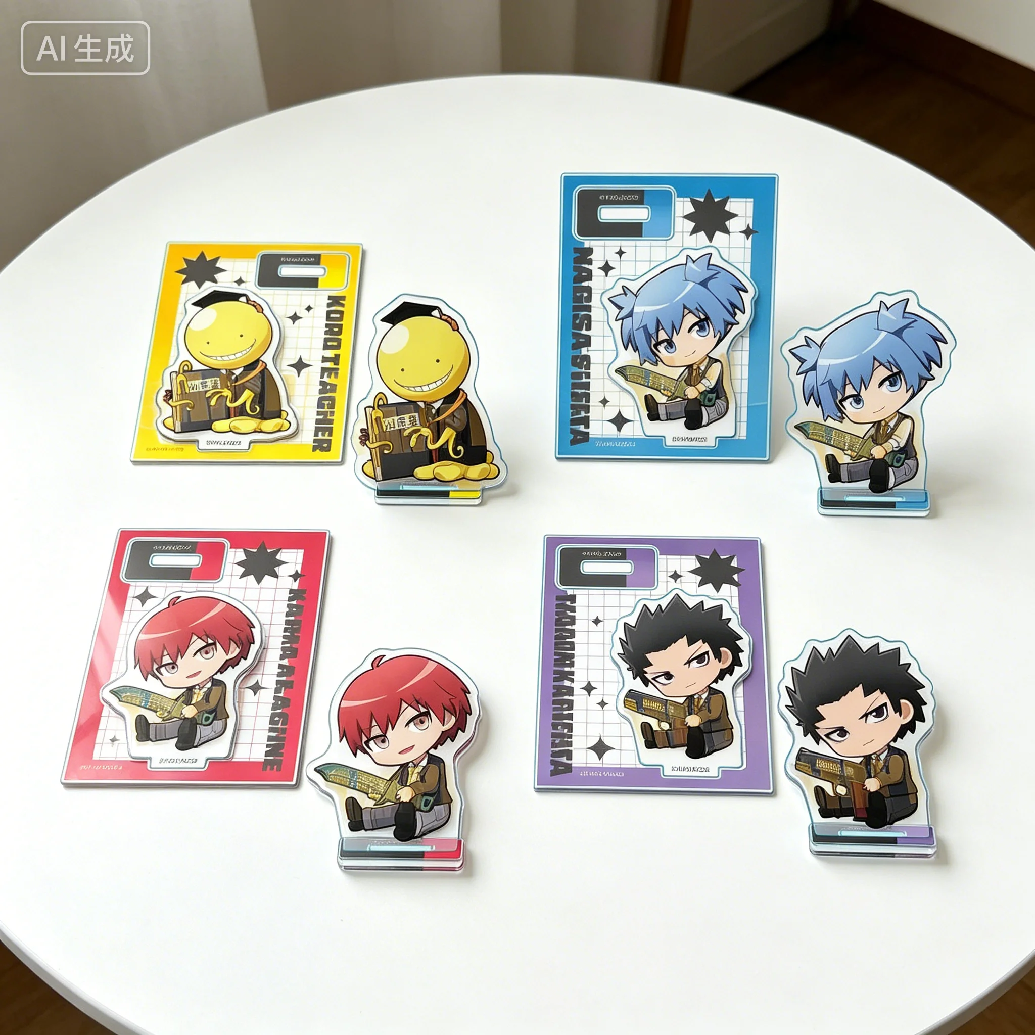 Anime Assassination Classroom GyuGyutto Ver Koro-sensei Q-style Acrylic Figure Stand Model Plate Keychains Desk Decor