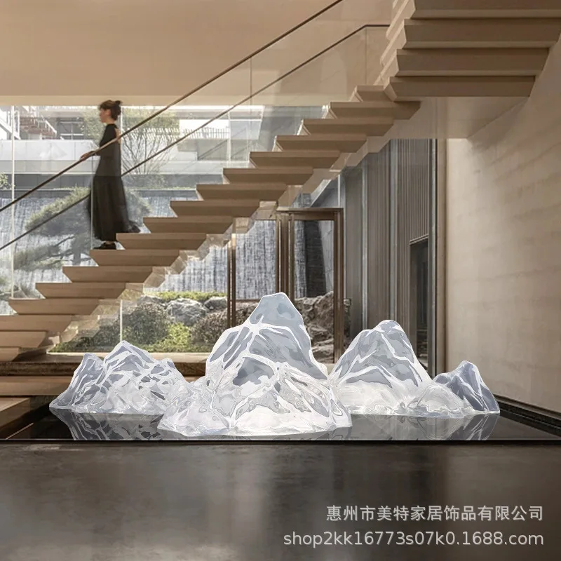 Sales Department Model Room Hotel Transparent Rockery Platinum Mountain Decorative Sculpture Floor Ornament Art Customizat