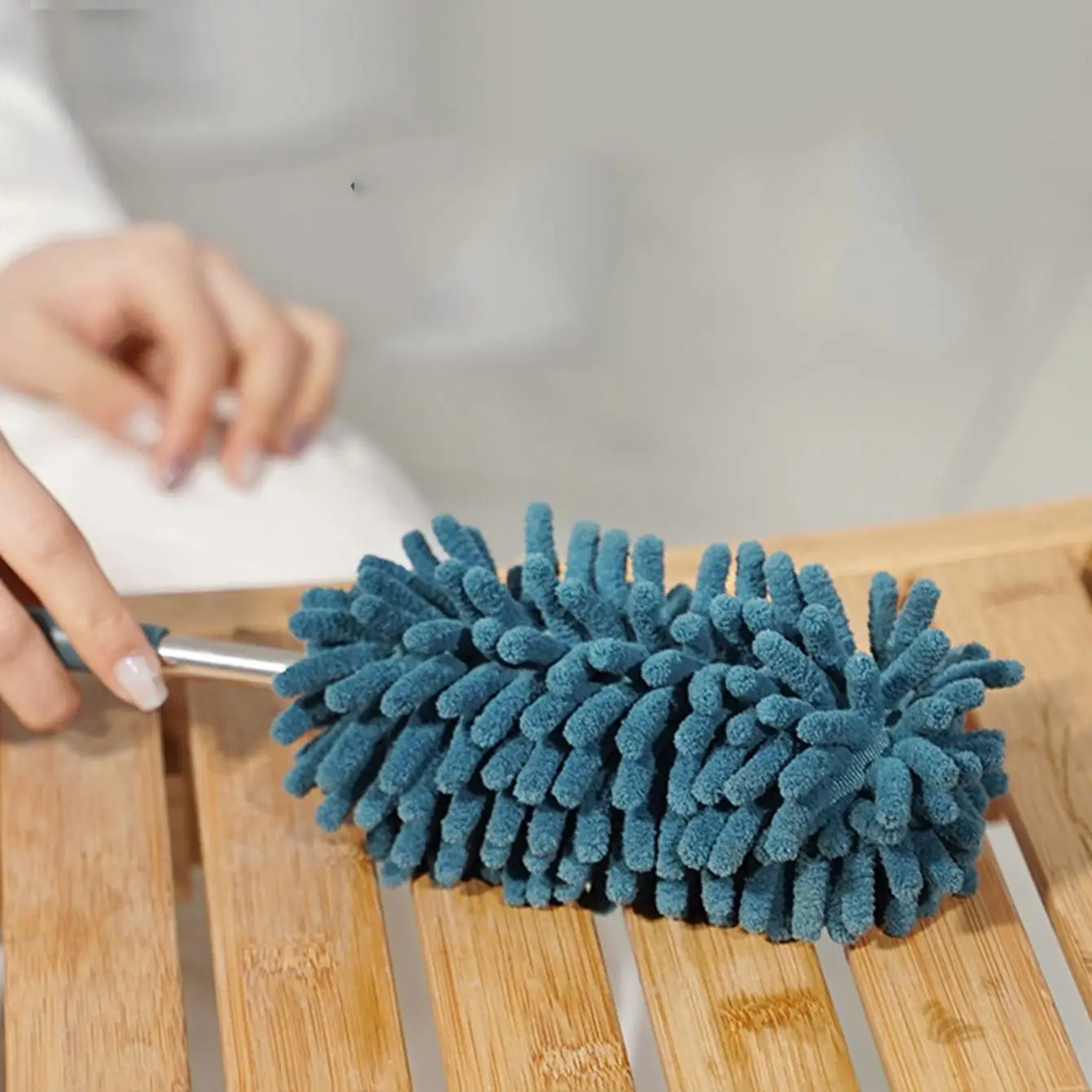 Telescopic Lengthen Duster Microfiber Chenille Home Stainless Removal Steel Dust Brush Ceiling Clean Multifunction