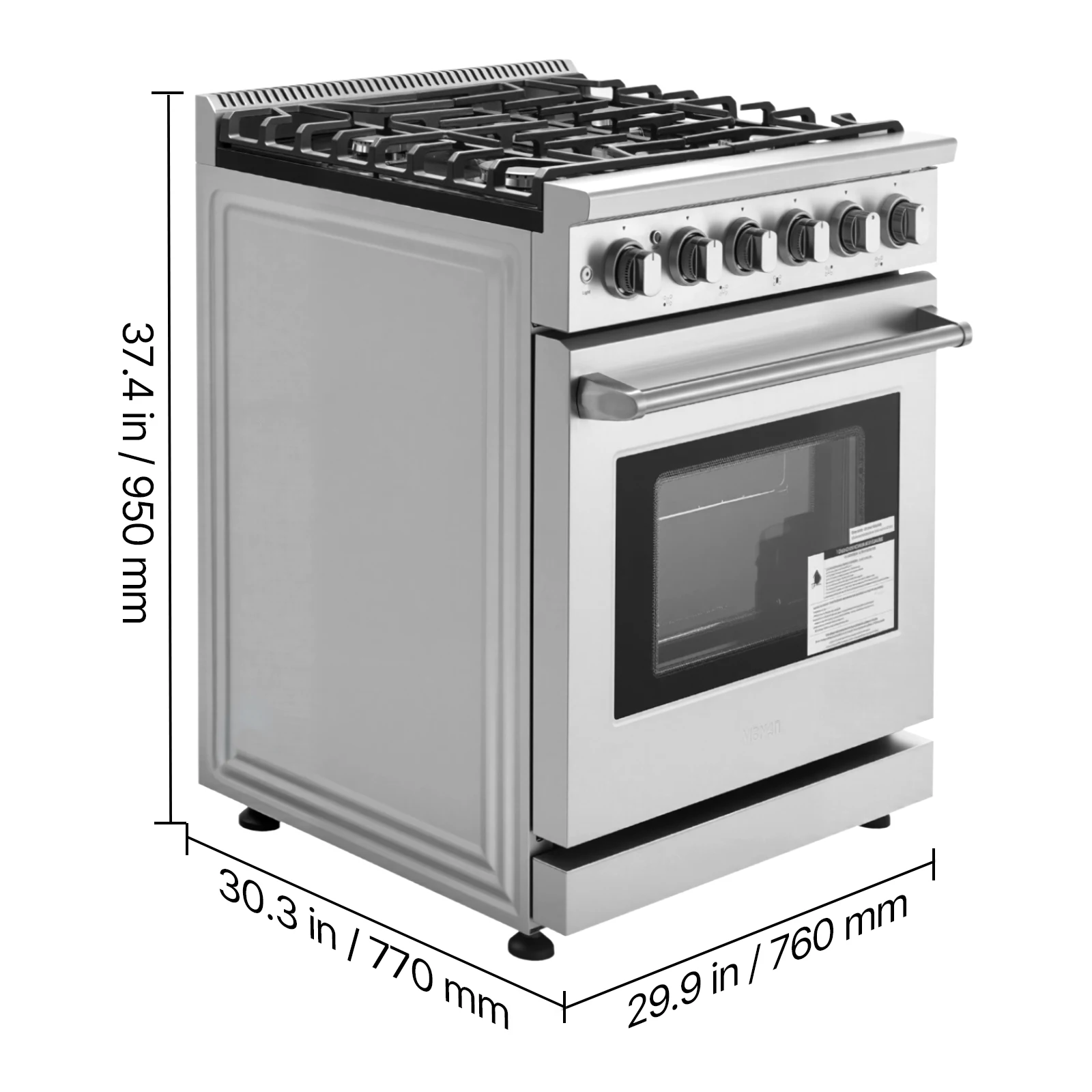 Gas Range Oven, 30 Inches Width, Freestanding Stainless Steel Stove and Oven with 5 Sealed Cooktop Burners, Easy Reach Racks, 4.8 Cu. Ft. Capacity, for Apartment, Home, Kitchen view 8