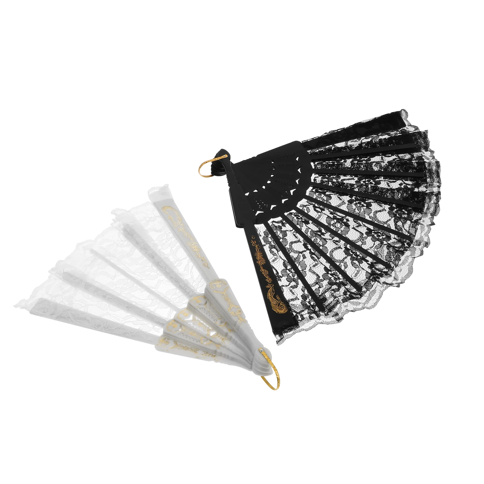 

2 Pcs Elegant Plastic Foldable Hand Fans for Lace Ornament Fan Chinese Style Fan Women Cooling Summer Gifts Stage Props