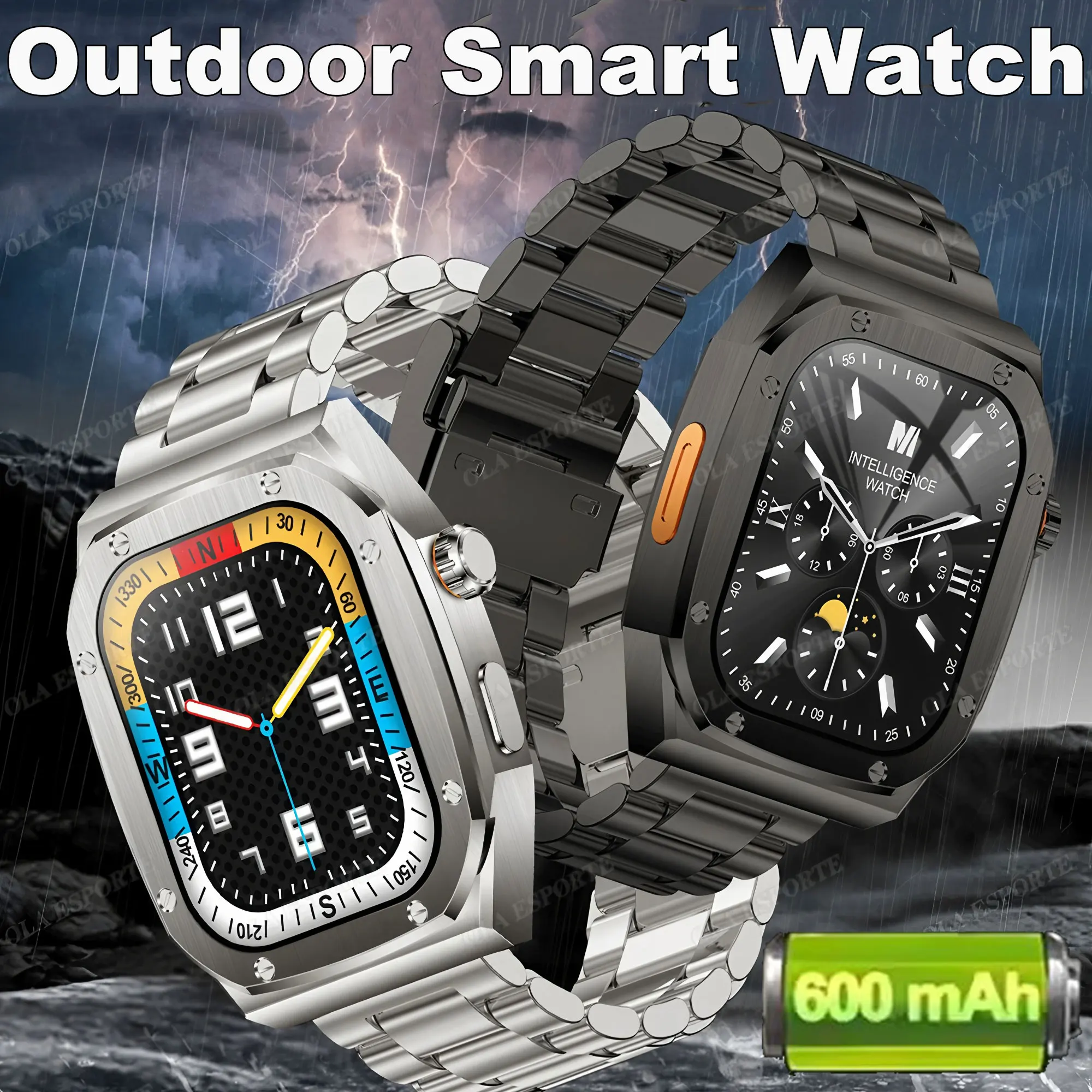 

Уличные военные умные часы, мужские часы, телефонный звонок, пульс, водонепроницаемый фитнес-трекер, умные часы, новинка 2023 года