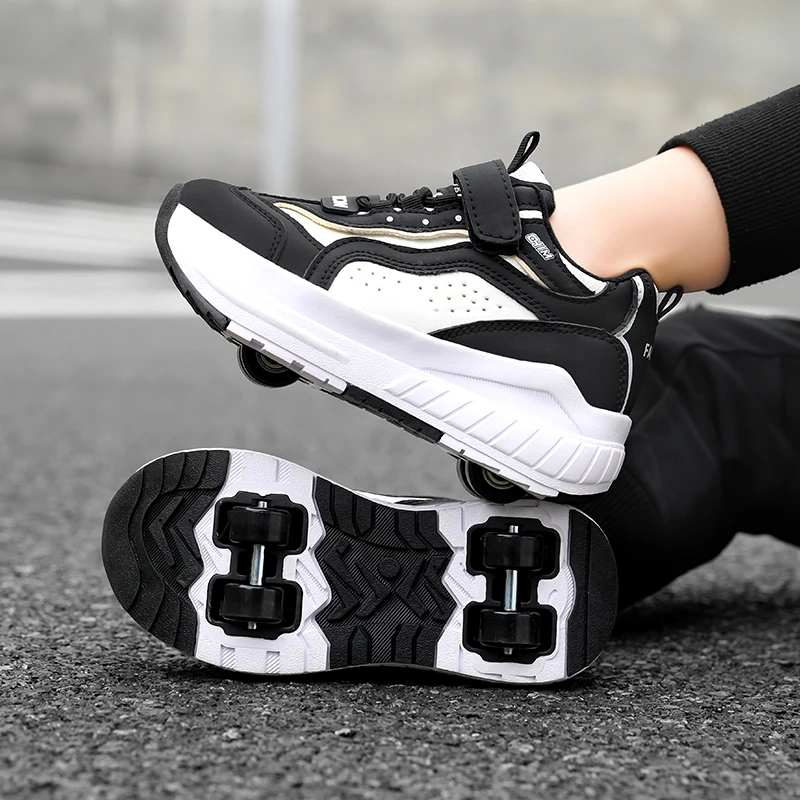 Children Junior Roller Skate Shoes Kids Sneakers with Four Wheels Boys Girls Shoes Outdoor Walking Shoes Casual Kids Sneakers view 2