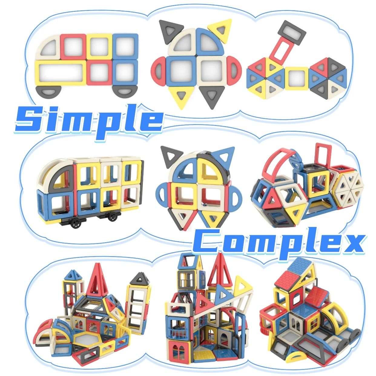 159 elementów Magnetyczne Klocki Konstrukcyjne Zabawki Edukacyjne STEM dla Chłopców i Dziewczynek w Wieku 3+, 4, 5, 6, 7, 8 Lat