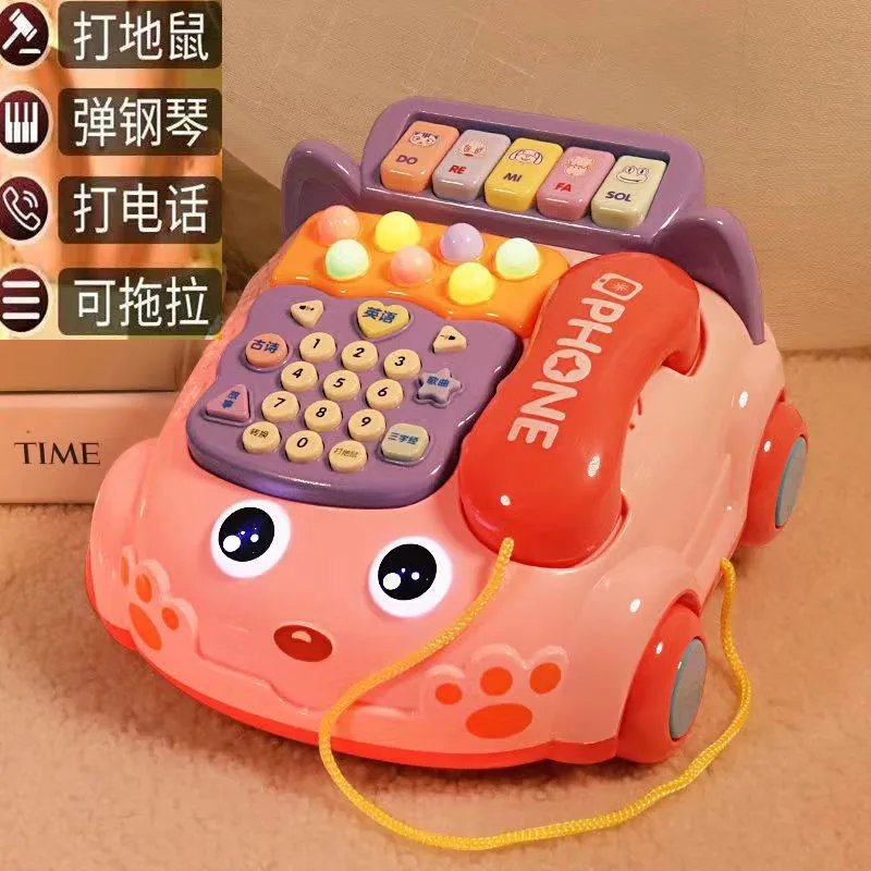 Children's Telephone Toys 0-1-3 Year Old Babies Playing Groundhog Story Simulation Making Telephone Piano Music Telephone KidsTo