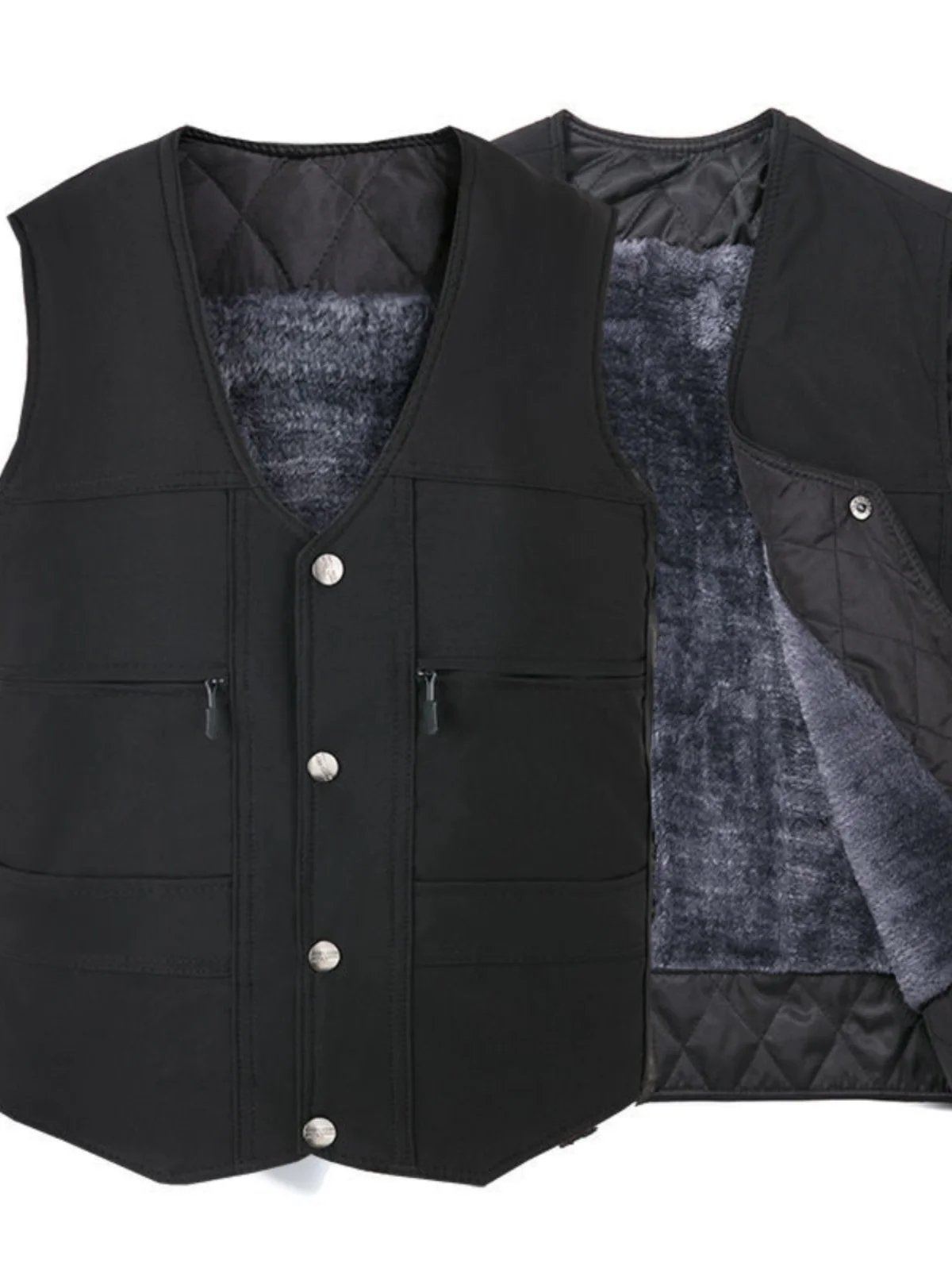 

Men's Thin Formal Vest Autumn Spring Middle-Aged Casual ket Design Outerwear V-Ne Loose Fit Regular Sle Online Exclusive