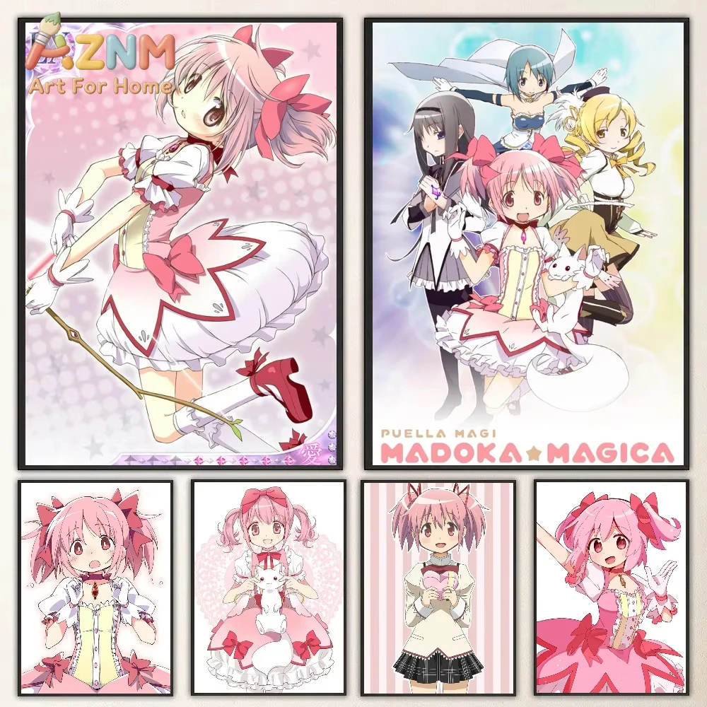 1pc Magi Madoka Magica Poster Self-adhesive Art Waterproof Paper Coffee House Bar Room Wall Decor