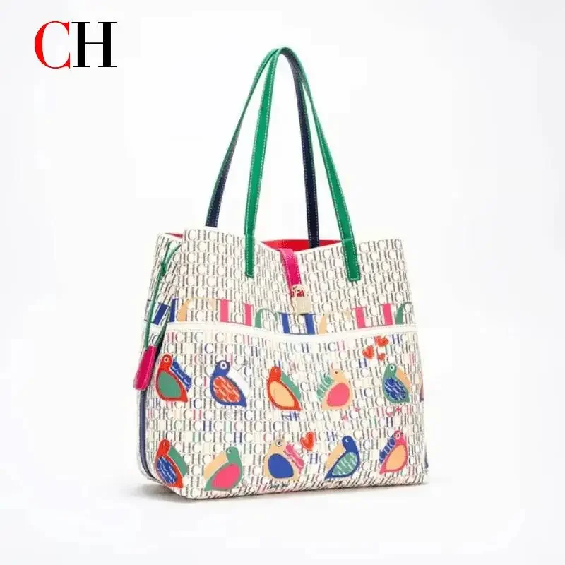 CH Niche Light Luxury Women's Bag 2026 New High-End Light Luxury Bucket Bag Fashionable Printed Handbag Shoulder Crossbody Bag