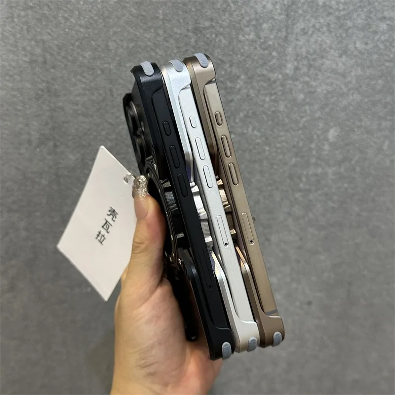 HOCE Cool Metal Aluminum Alloy Magnetic Case For iPhone 13 14 15 16 17 Pro Max 17 Air Invisible Bracket Rimless Shockproof Cover