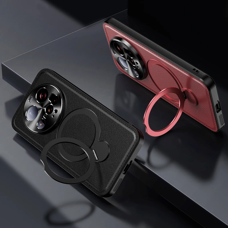 

For XiaoMi 15 Ultra Wireless Charging Magnetic Phone Case Metal Lens Protection Silicone Soft Leather Back Cover Cases Holder