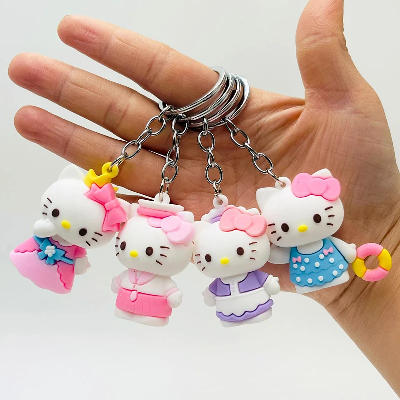 Mini Hello Kitty Portachiavi Kawaii Sanrio Bambola in silicone Portachiavi per auto Ornamenti Borsa per ragazze Portachiavi con ciondolo Giocattoli